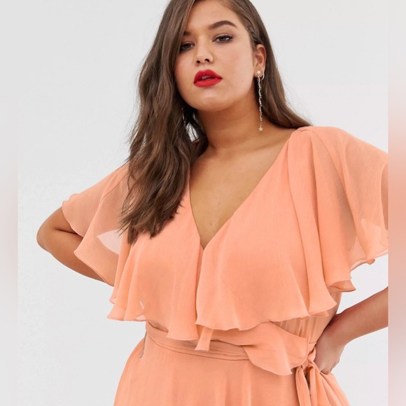 ASOS Dresses | ASOS CURVE cape back dipped hem midi dress - Picture 5 of 7